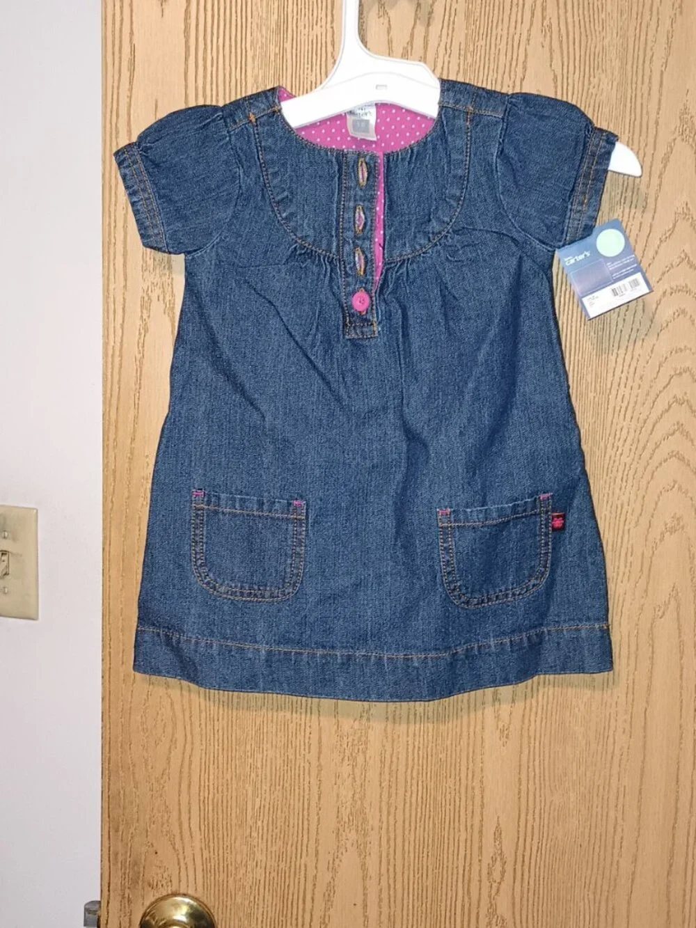 NEW Carter's Mini Blues Denim Button Down Dress Blue
